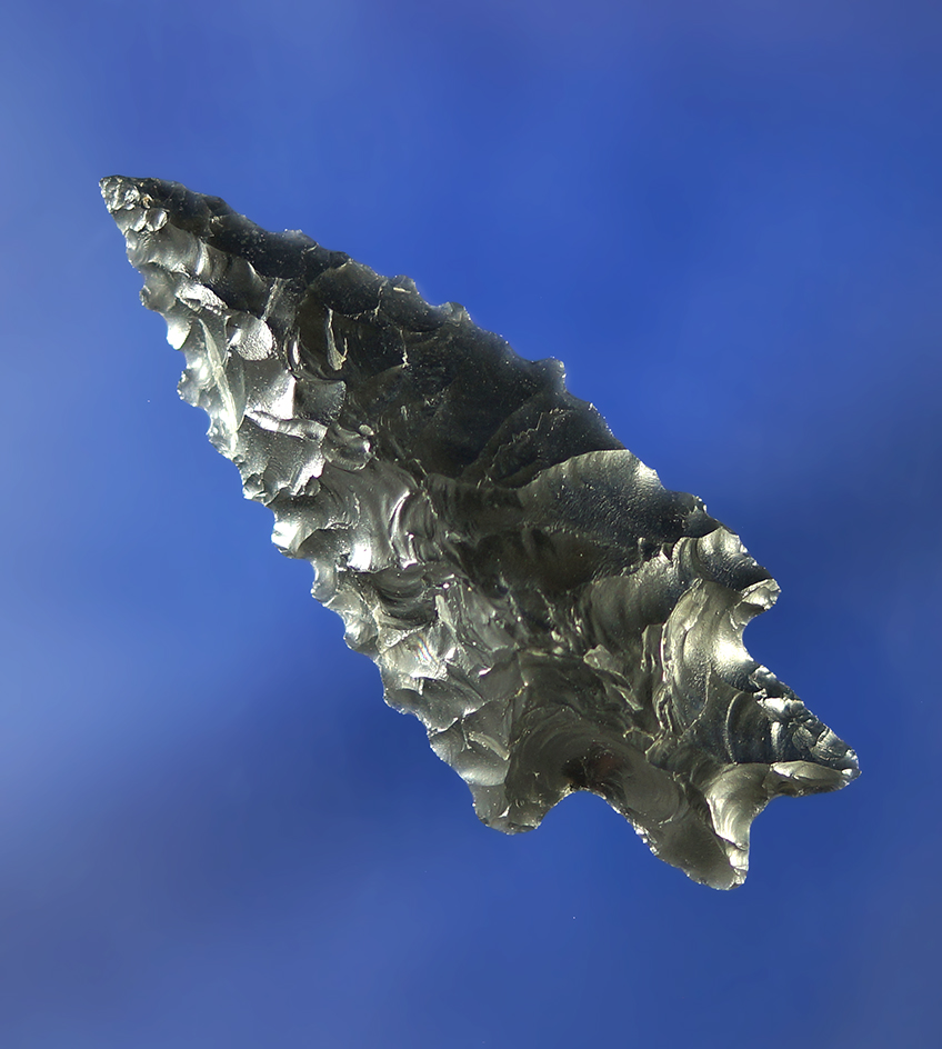 Excellent serrations on this very fine  1 3/4" obsidian Pinto Basin  found near Fort Rock Oregon