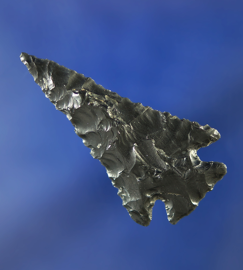 1 13/16" obsidian Elko Cornernotch found near Fort Rock Oregon.