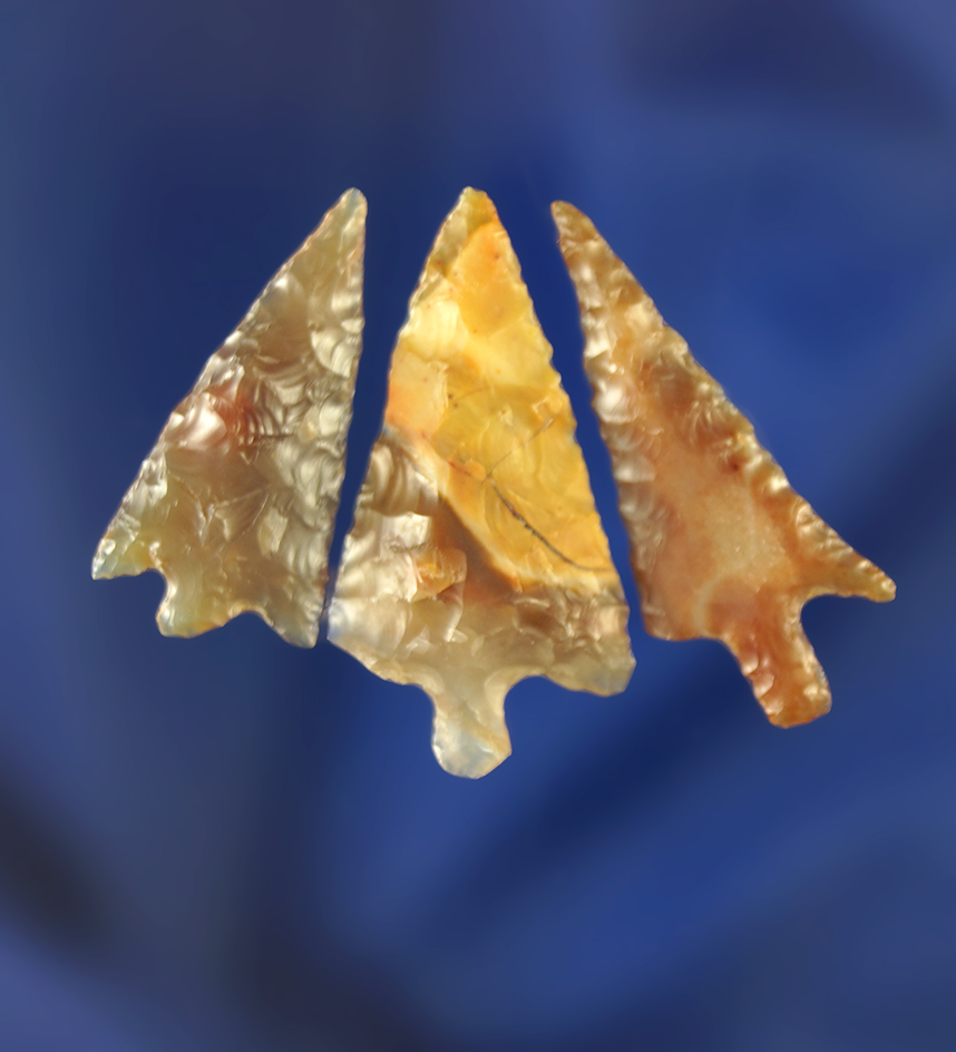 Set of three Columbia River Gempoints made from beautiful material, largest is 1 3/16".