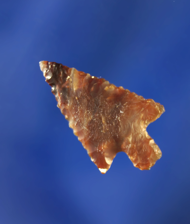 Nice flaking on this 7/8" Columbia Plateau made from translucent multicolored agate.