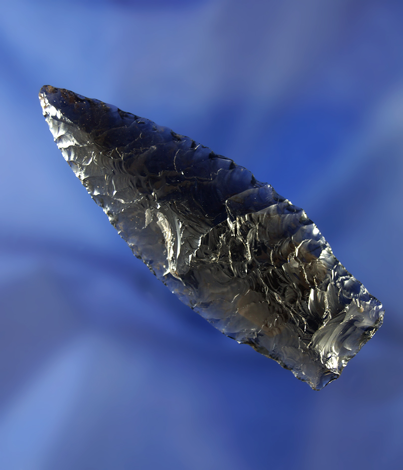 Rare!  2 7/16" Paleo Windust made from highly translucent obsidian found in Lake County OR.