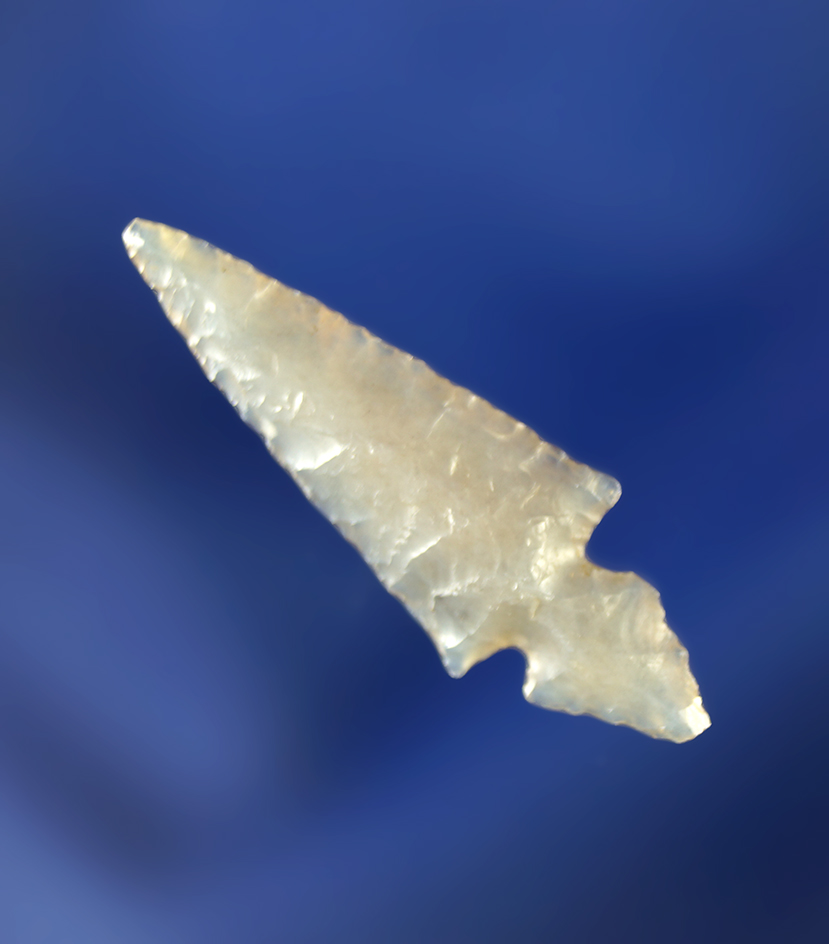 1 1/8" classic styled Klickitat Dagger exceptionally well flaked and made from beautiful highly tran