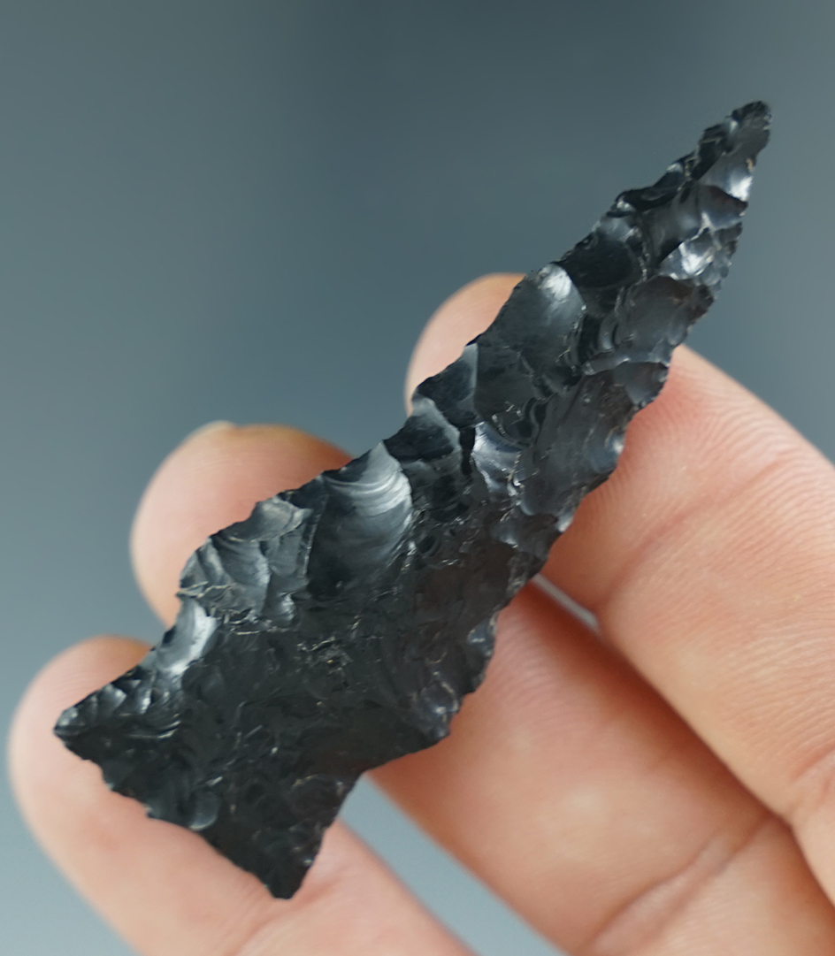 2 1/4" Cody Complex obsidian knife found in Wayne County Oregon. Ex. Milton Tuck