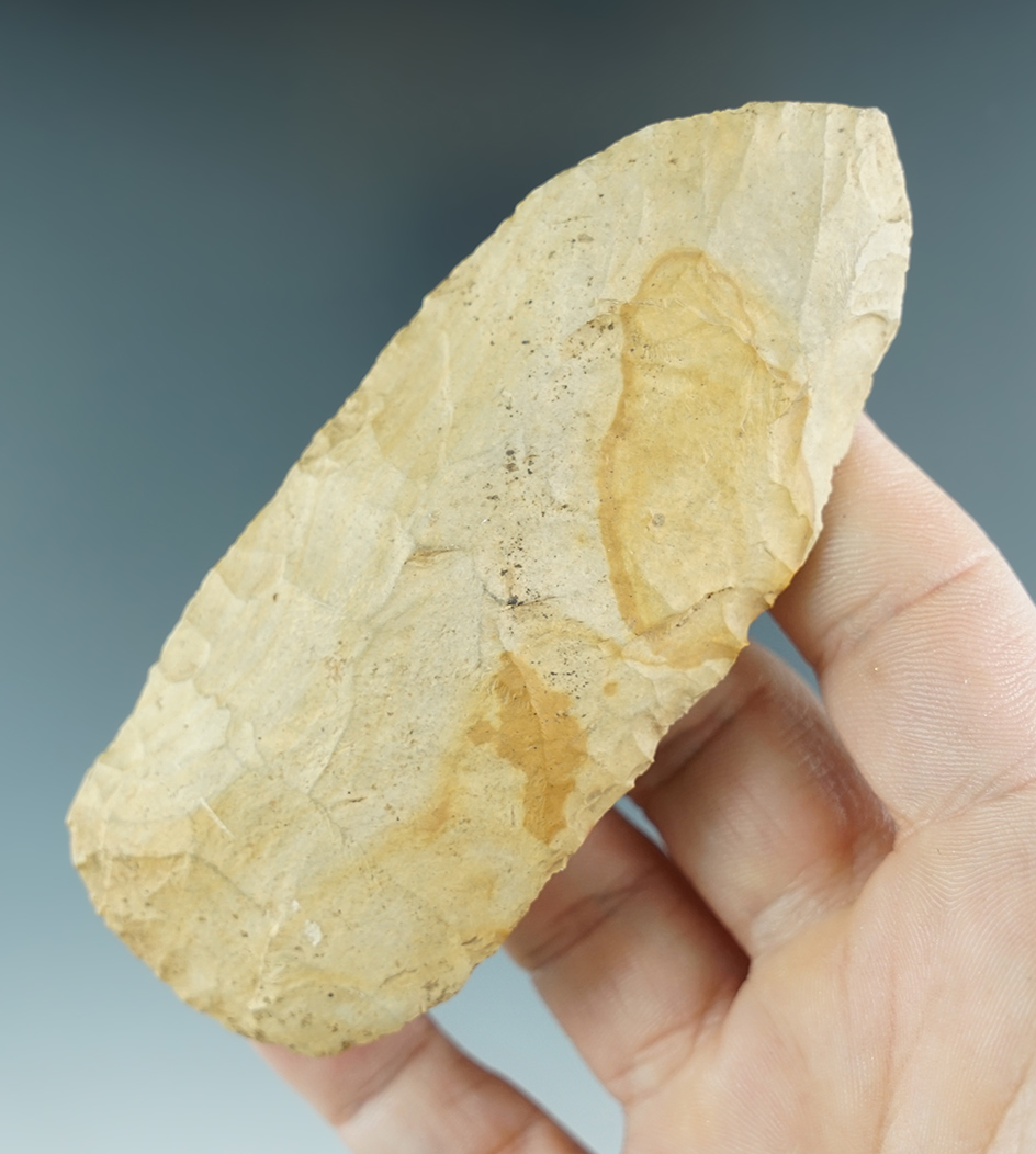 3 7/8" Flint blade that is nicely patinated found in Kentucky.