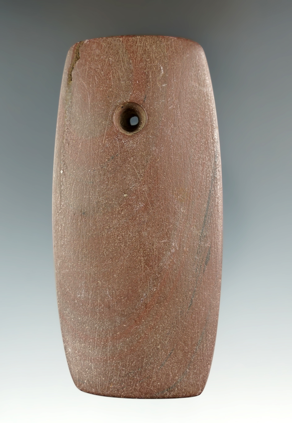 3 11/16" Adena Trapezoidal Pendant, Marion Co., Ohio. Picutred in Who’s Who #8, page 28.