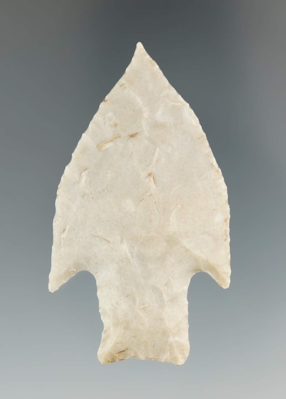 2 3/8" Bulverde made from Edwards chert, found in Kerr Co., Texas.