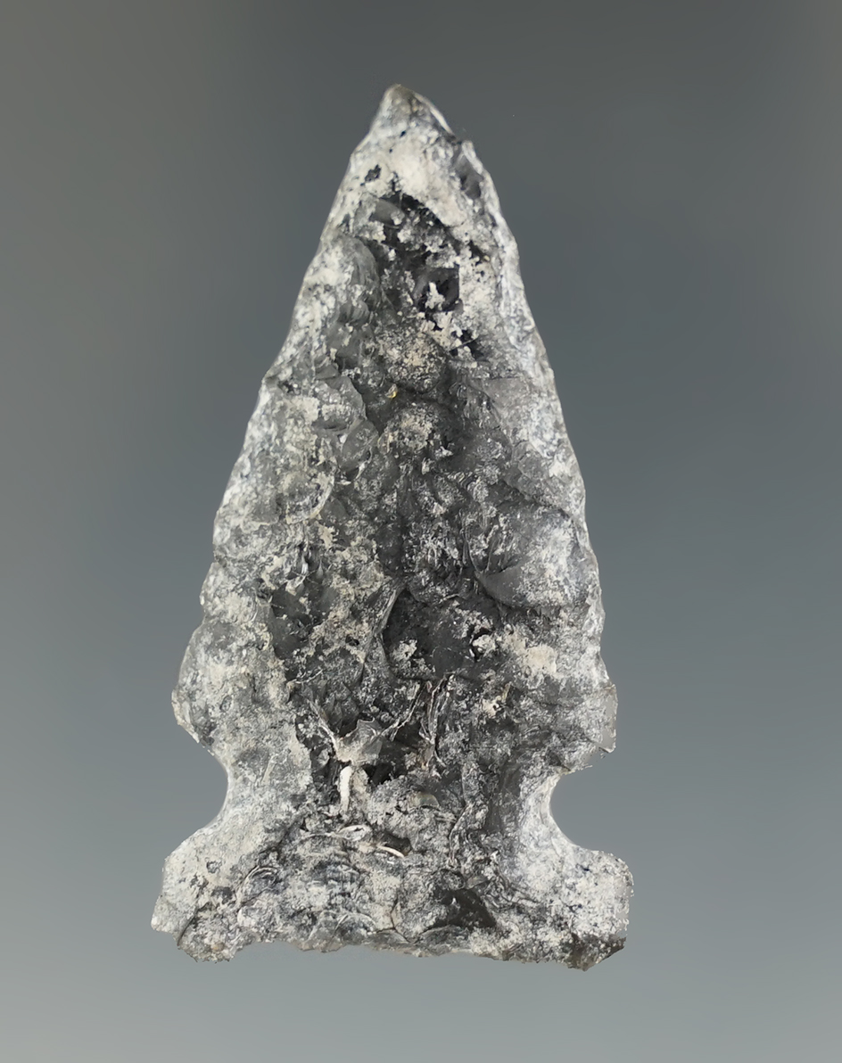 1 13/16" Northern Side Notched made from heavily patinated obsidian - Harney County, OR.