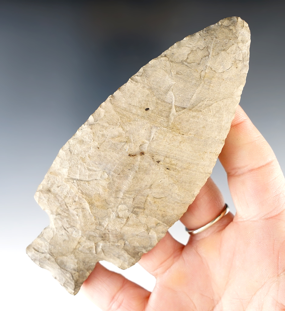 4 13/16" Stemmed Knife Northeast Ohio, Onondaga Flint.