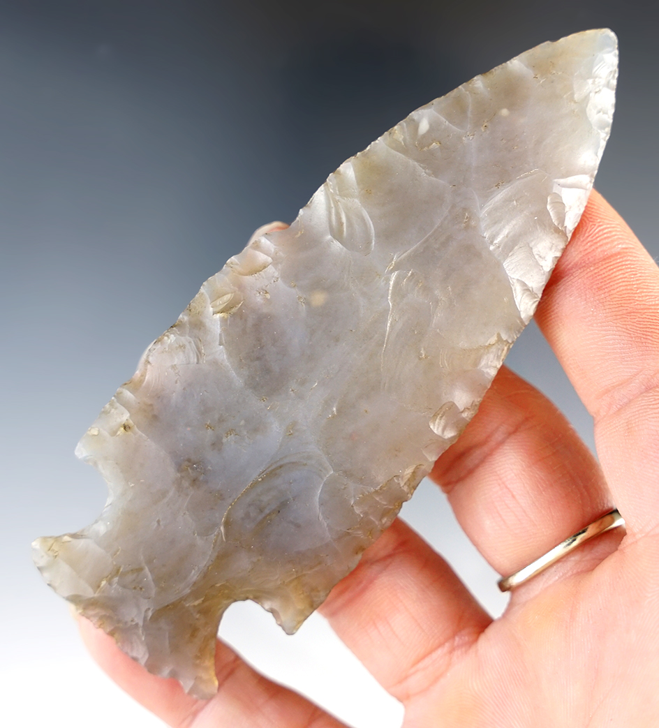4" Hopewell, Ohio. Flint Ridge Chalcedony. Bennett COA.