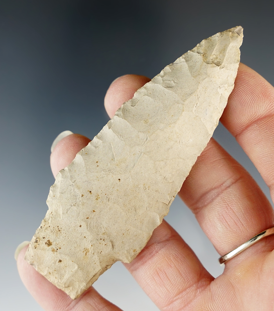 3 3/8" Paleo Stemmed Lanceolate  Allen Co., Ohio.