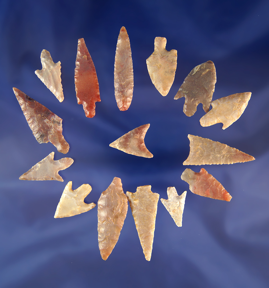 Set of 15 assorted African Neolithic arrowheads in nice condition, largest is 1 5/8".