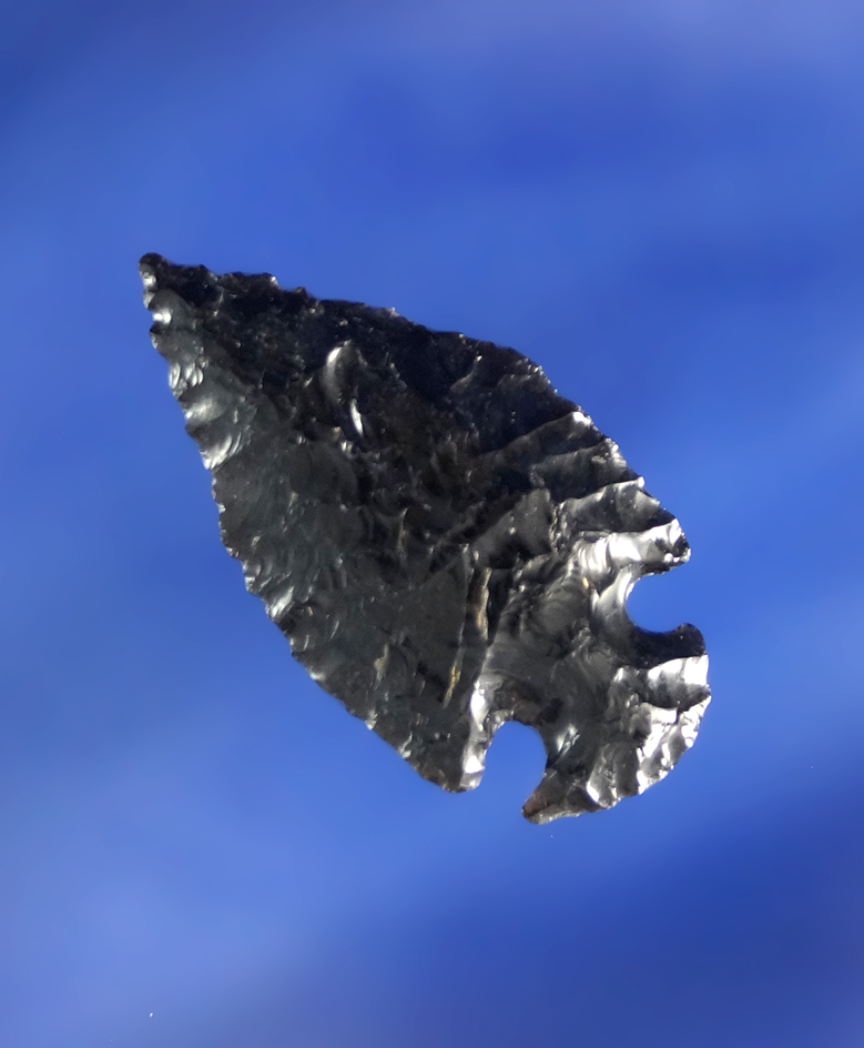 Excellent flaking and style 1 5/16" perfectly styled corner cornernotch found near Fort Rock OR.