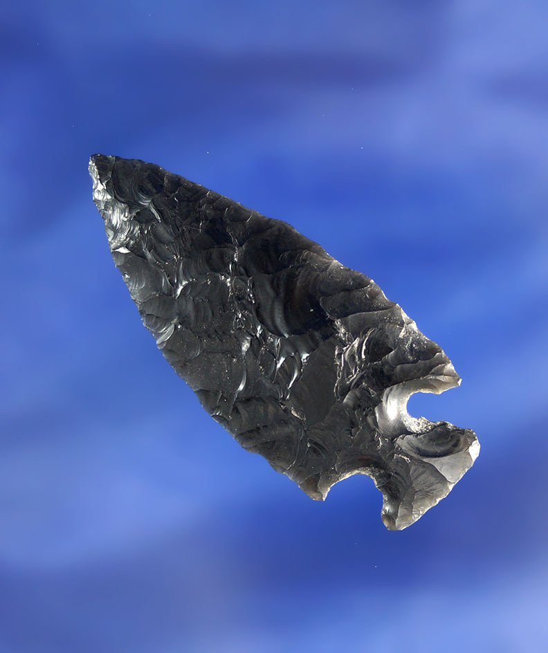 2 1/16" beautifully patinated obsidian cornernotch found near Fort Rock Oregon.