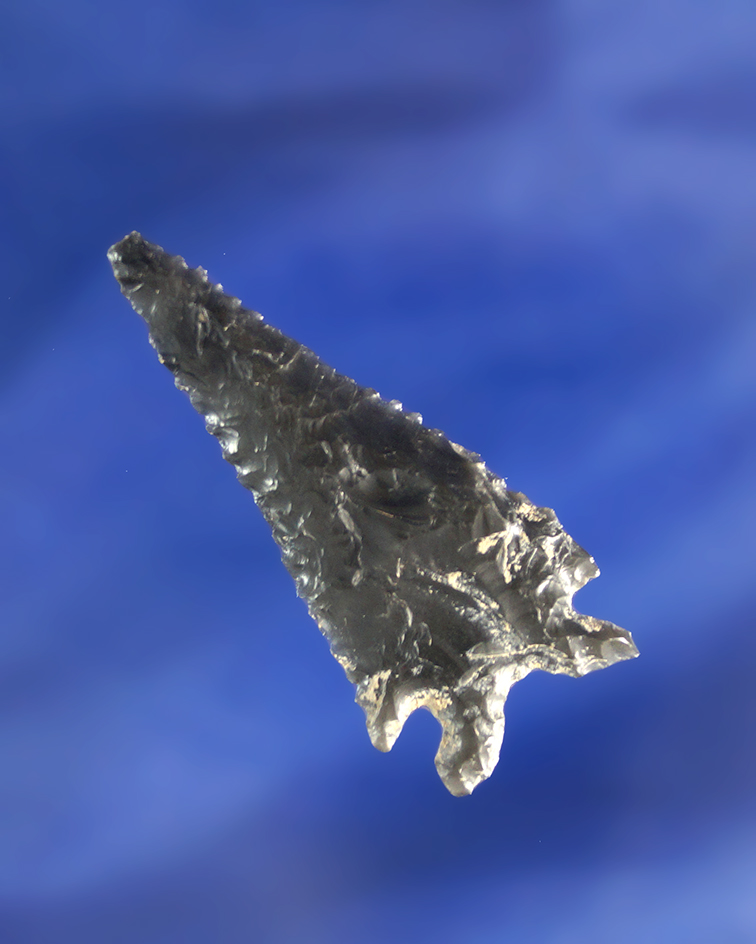 1 7/8" heavily patinated obsidian Elko eared found near Fort Rock Oregon.