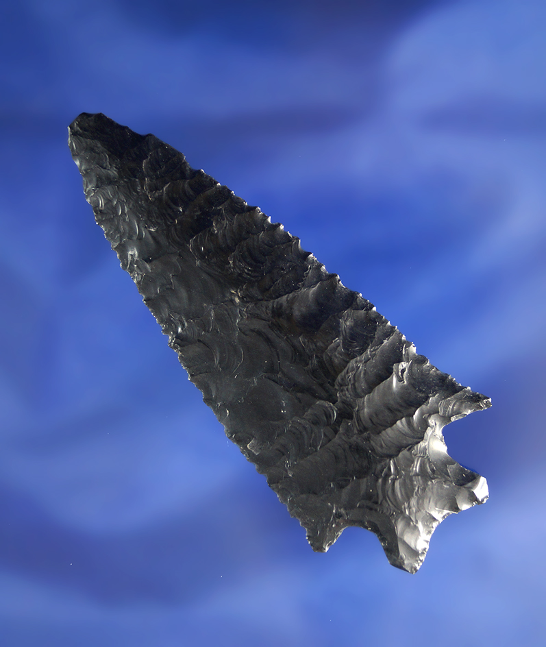 Thin and nice! 3 1/8" Elko made from obsidian  found near Fort Rock Oregon.