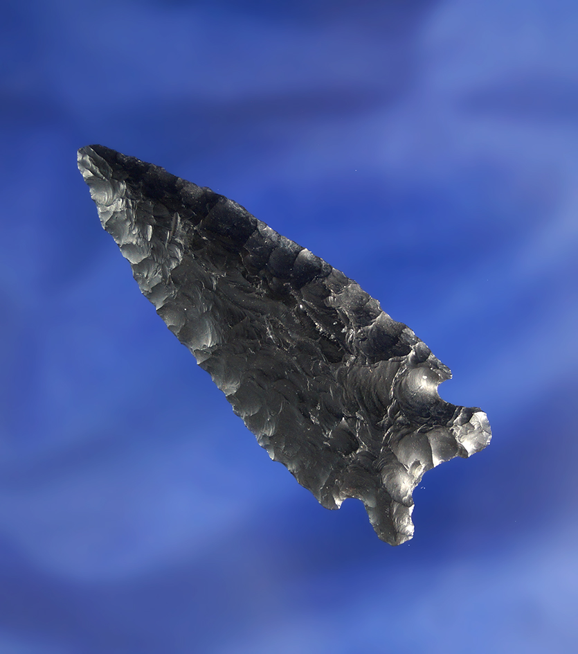 Beautifully styled 2 3/8" Elko made from obsidian found near Fort Rock Oregon.