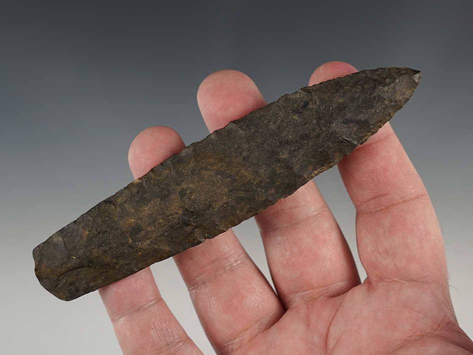 Superb! 5" Paleo Lanceolate made from heavily patinated Coshocton Flint - Stark Co., Ohio.