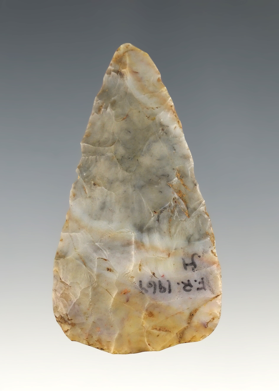 2 9/16" Flint Ridge Blade found East of the Flint Ridge Park. Found by Jack Hooks in 1969.