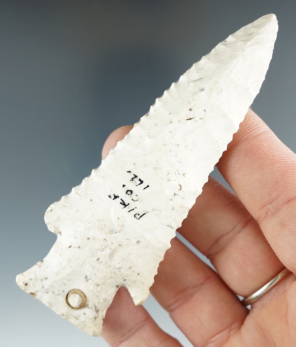 3 11/16" Hardin made from Burlington Chert, found in Pike Co., Illinois. Comes with a Rogers COA.