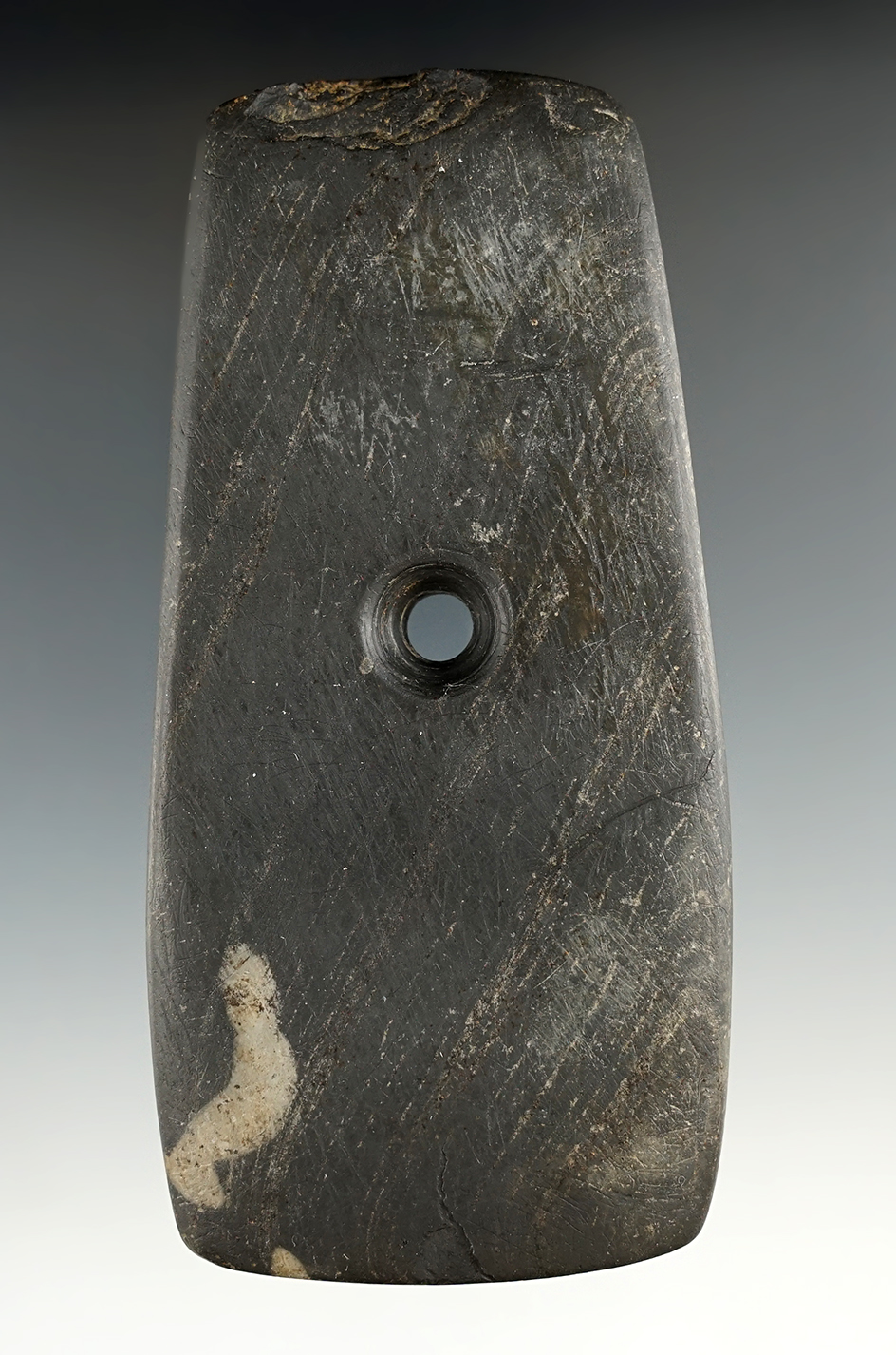 4 11/16" Slate Pendant  found in Defiance Co., Ohio. Ex. Faben Collection.