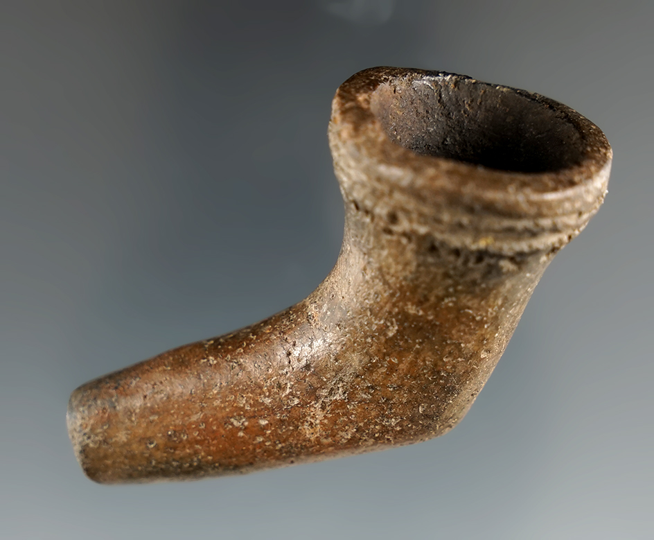 2 1/2" long Early Iroquois Ring Bowl Pipe with no visible restoration.