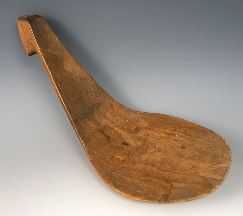 9 1/4" Long Cree 19th Century Wooden Ladle from New York. Ex. Rich Johnson, Mickey Taylor.