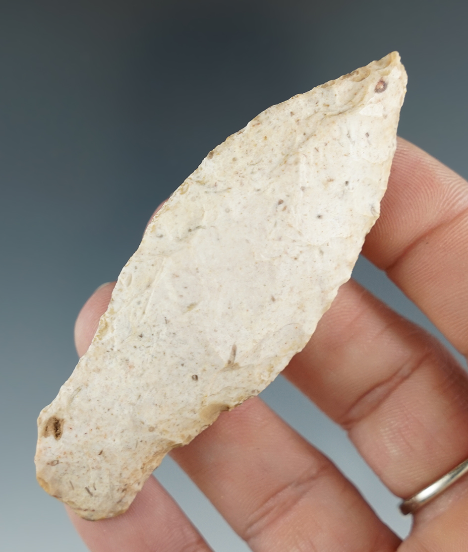 3 1/16" Paleo Hell Gap made from Burlington Chert found in Missouri.