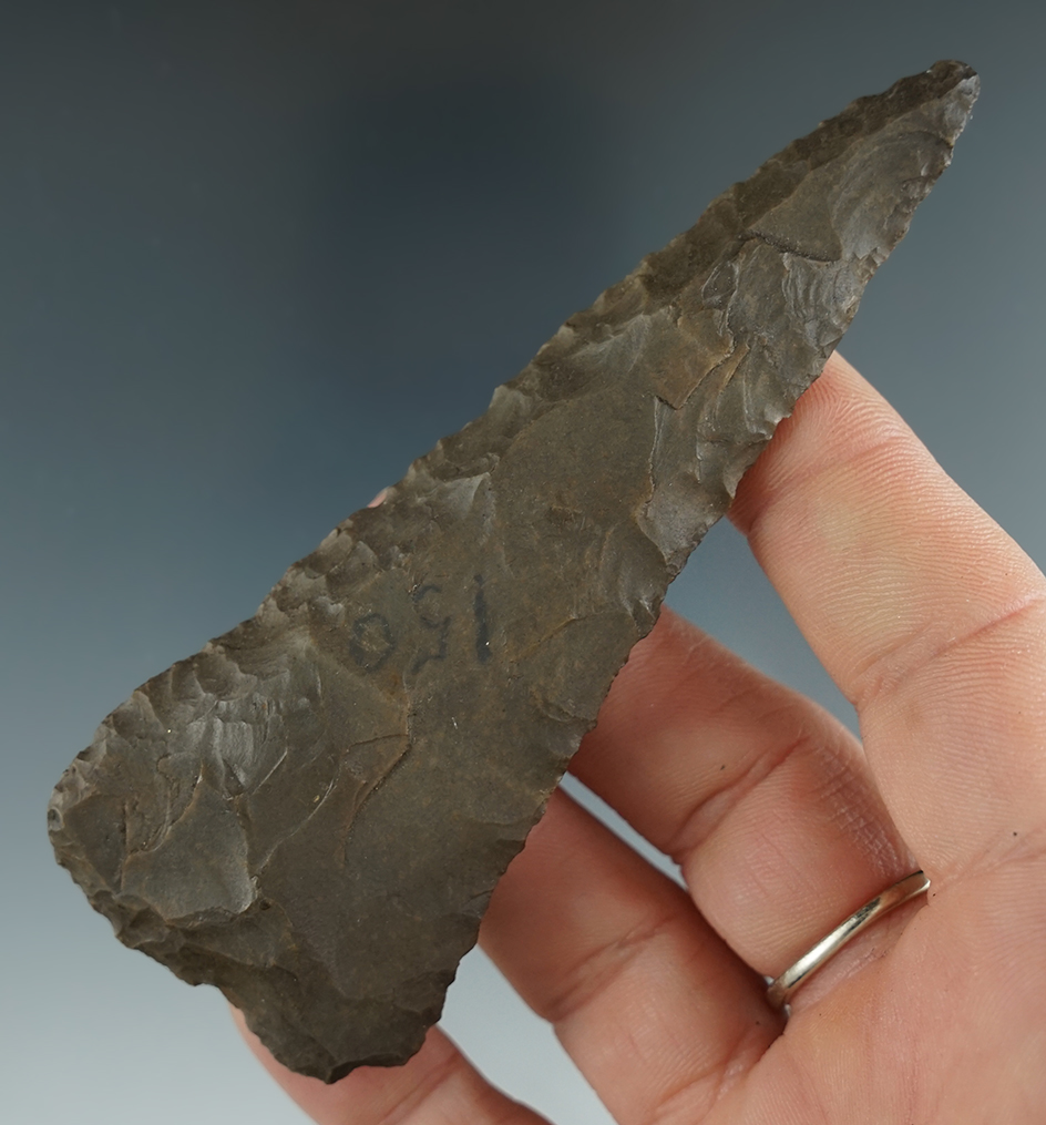 4 1/16" Cobb's Triangular Archaic Bevel found in Kentucky.