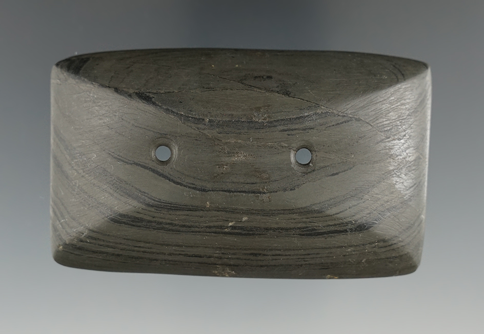 3 1/8" Adena Semi-Keeled Gorget. Found in Pickaway Co., Ohio. Pictured. Ex. Meuser, Mayne, Carr.