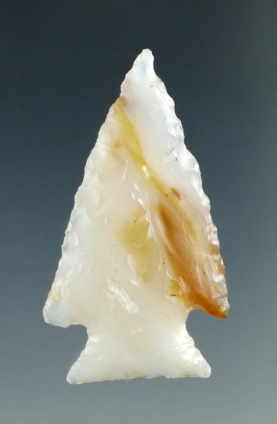 1 1/2" Snake River Dart made from Translucent White and Tan Agate, found near the Columbia River.