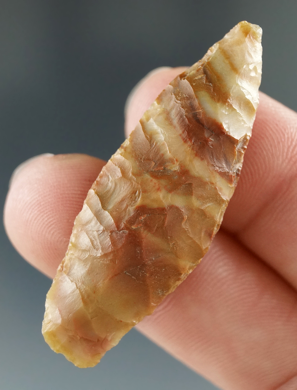 1 3/4" Shouldered Cascade made from Striped Brown Agate, found near the Columbia River.
