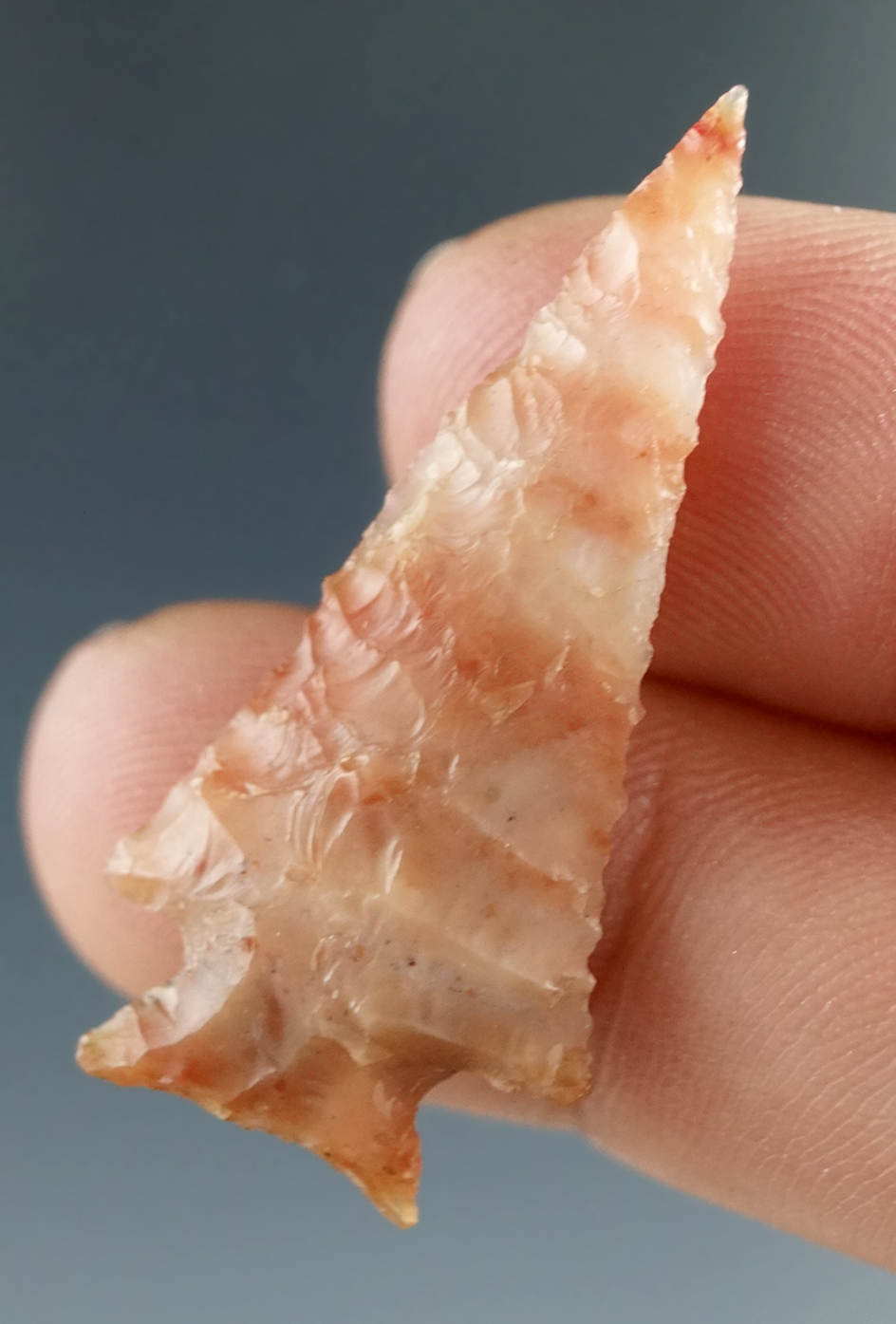 1 7/16" Snake River Dart made from Striped Pink and White Agate, found near the Columbia River.