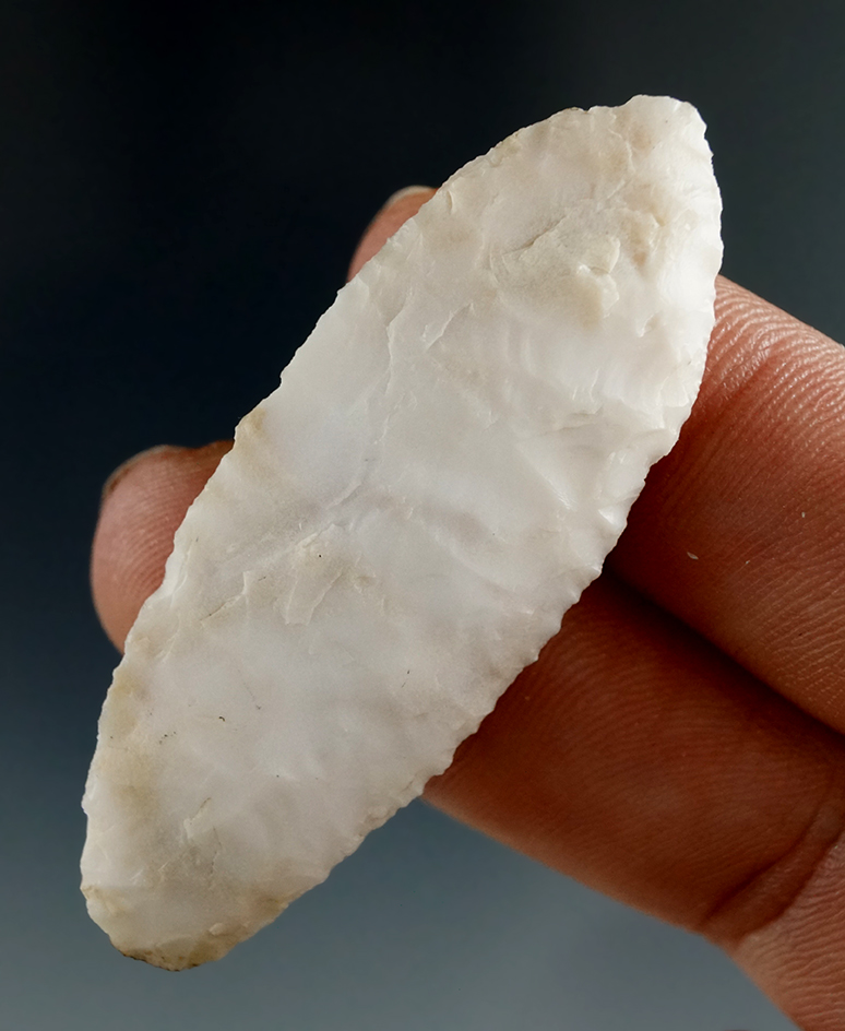 2" Cascade Leaf Blade made from White Agate, found near the Columbia River.