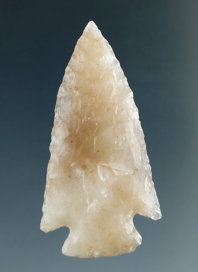 1 3/8" Nice Corner Notch made from Translucent White Agate, found near the Columbia River.