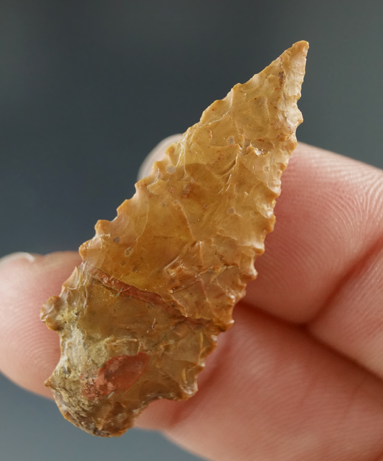 1 5/8" Rabbit Island, serrated, made from Yellow Jasper, found near the Columbia River.