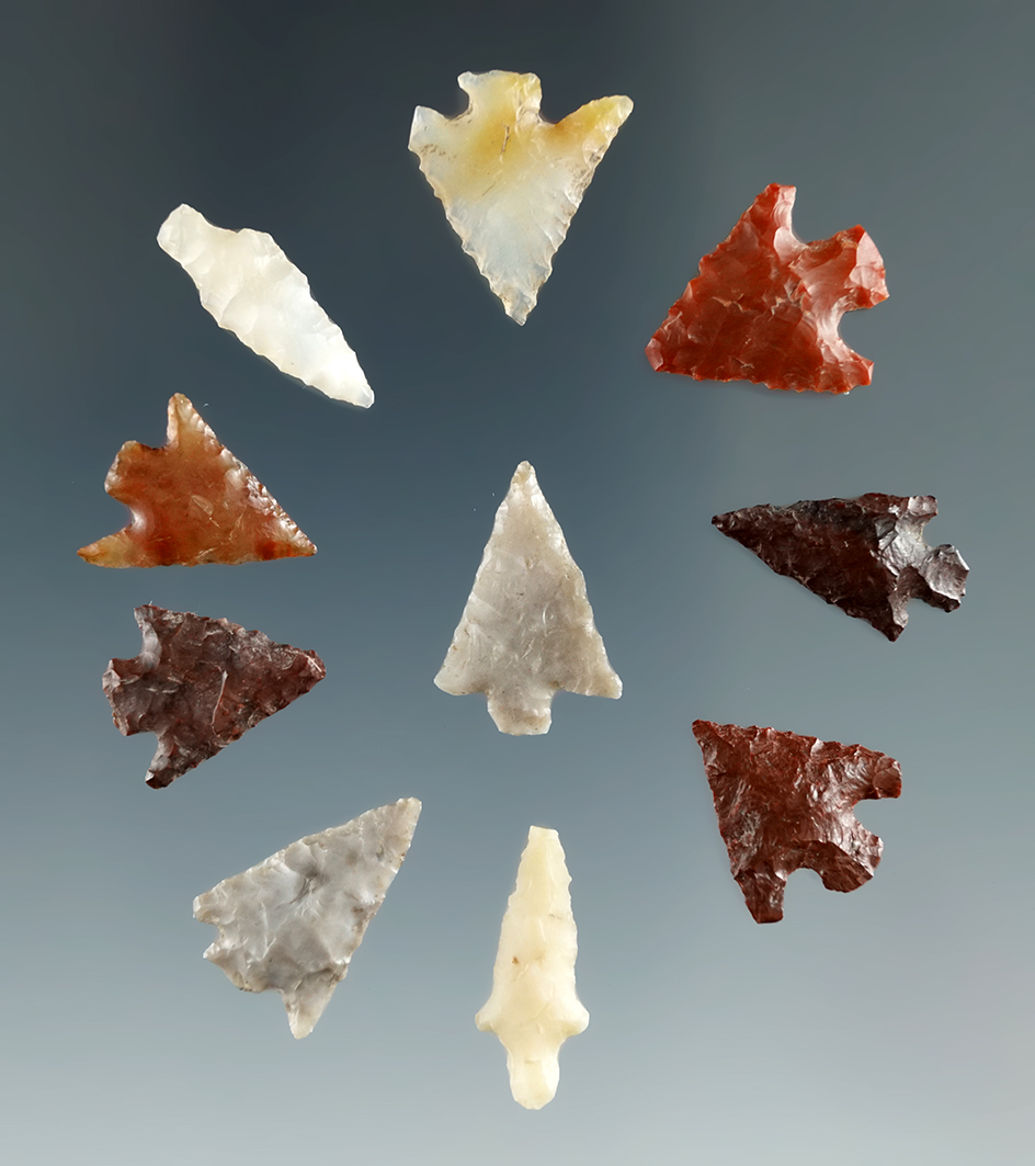 Group of ten Columbia River Micro Points, longest is 5/8", found near the Columbia River.