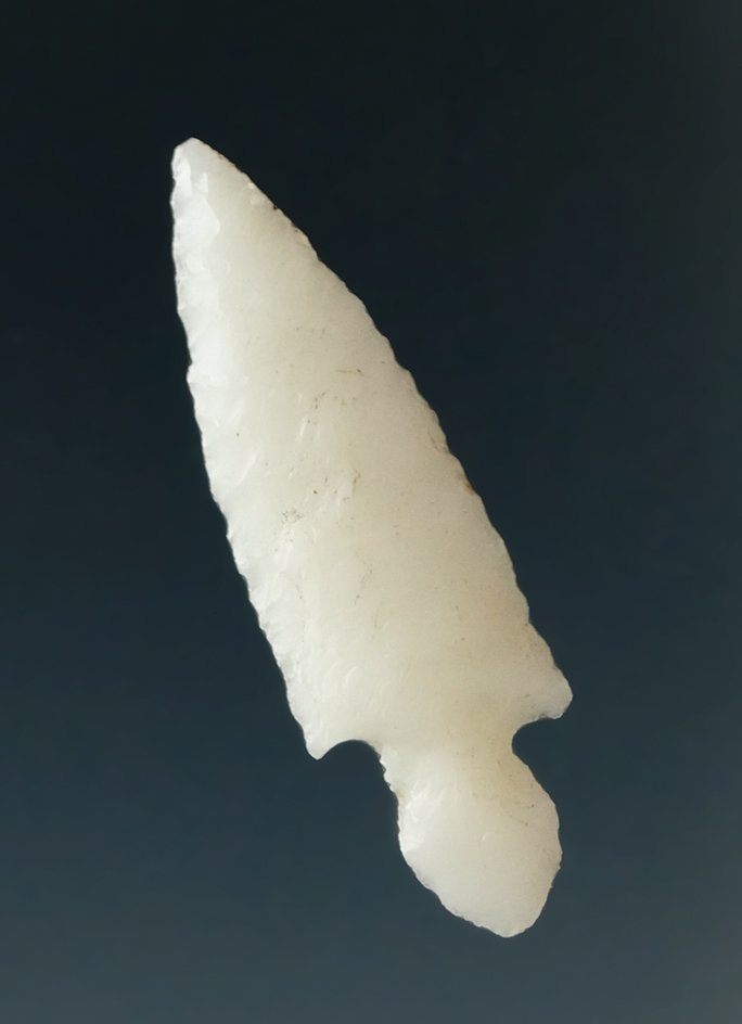 1 1/8" Klickitat Dagger Point made from White Agate, found near the Columbia River.
