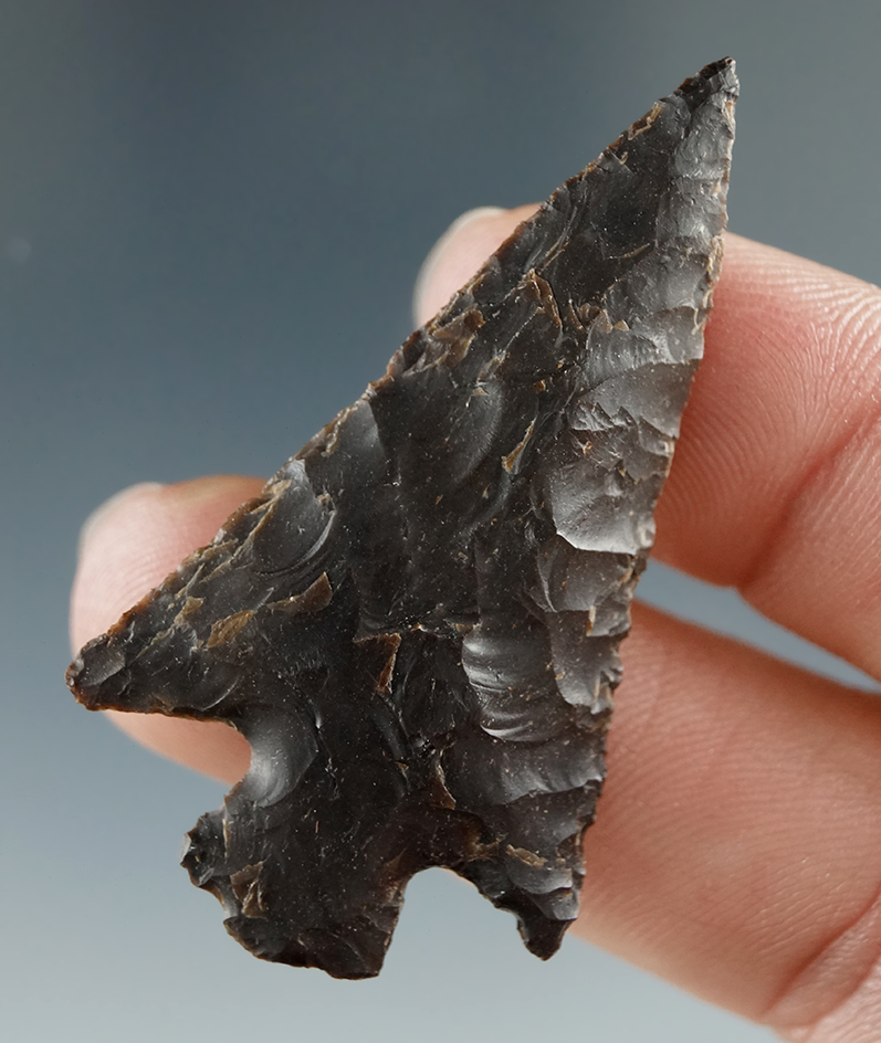 1 7/8" Corner Notch made from Dark Brown Jasper, found near the Columbia River.