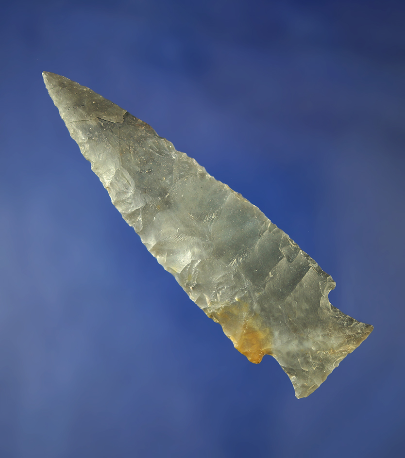 3 11/16" Baker Creek point found in southern Ohio with restoration to the tip area.