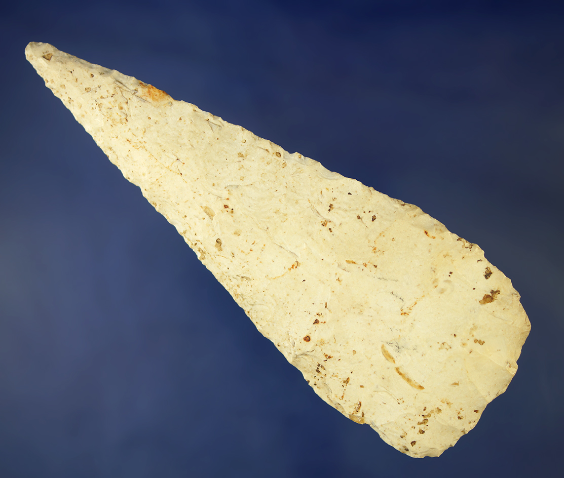 Large! 5 7/16" heavily patinated and nicely flaked Cobbs knife found in Shelby Co.,  Ohio.