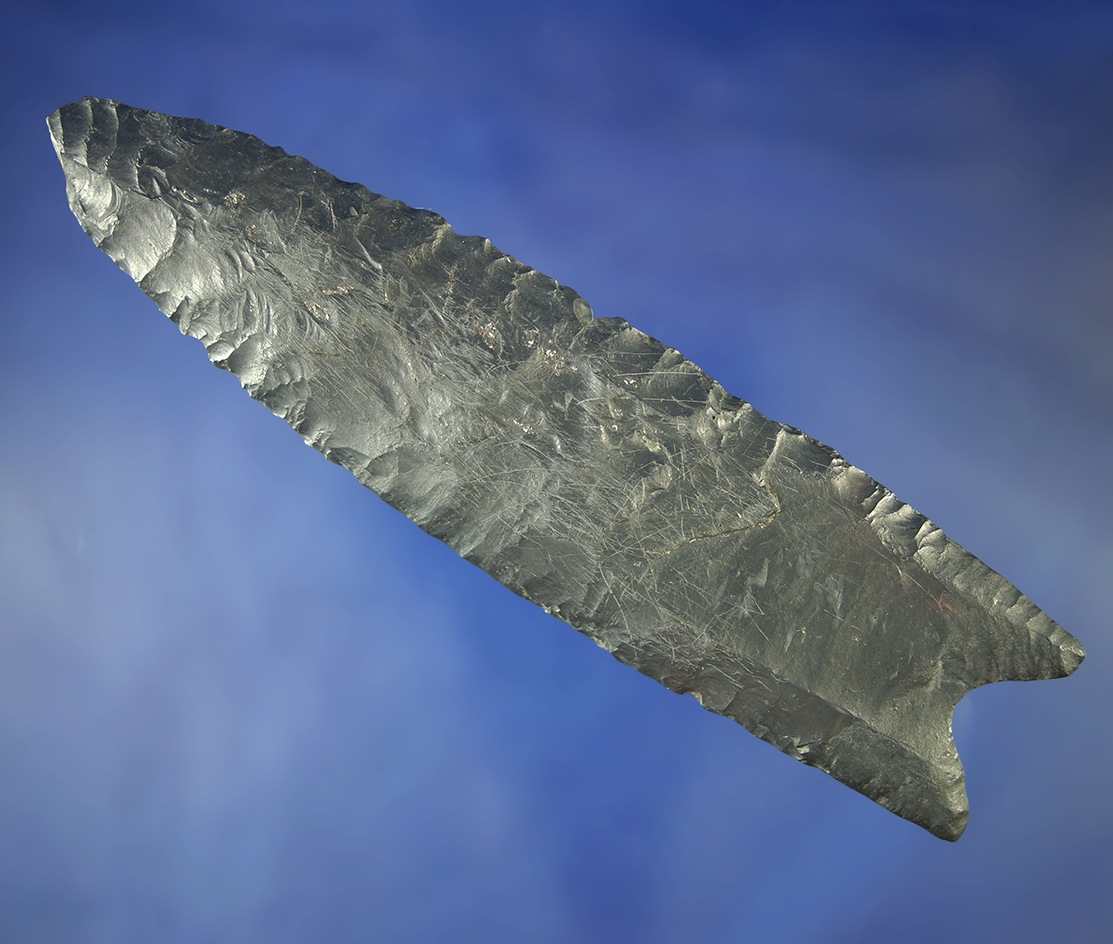 Display item cast of a 5 1/2" long Ohio style Paleo Clovis.