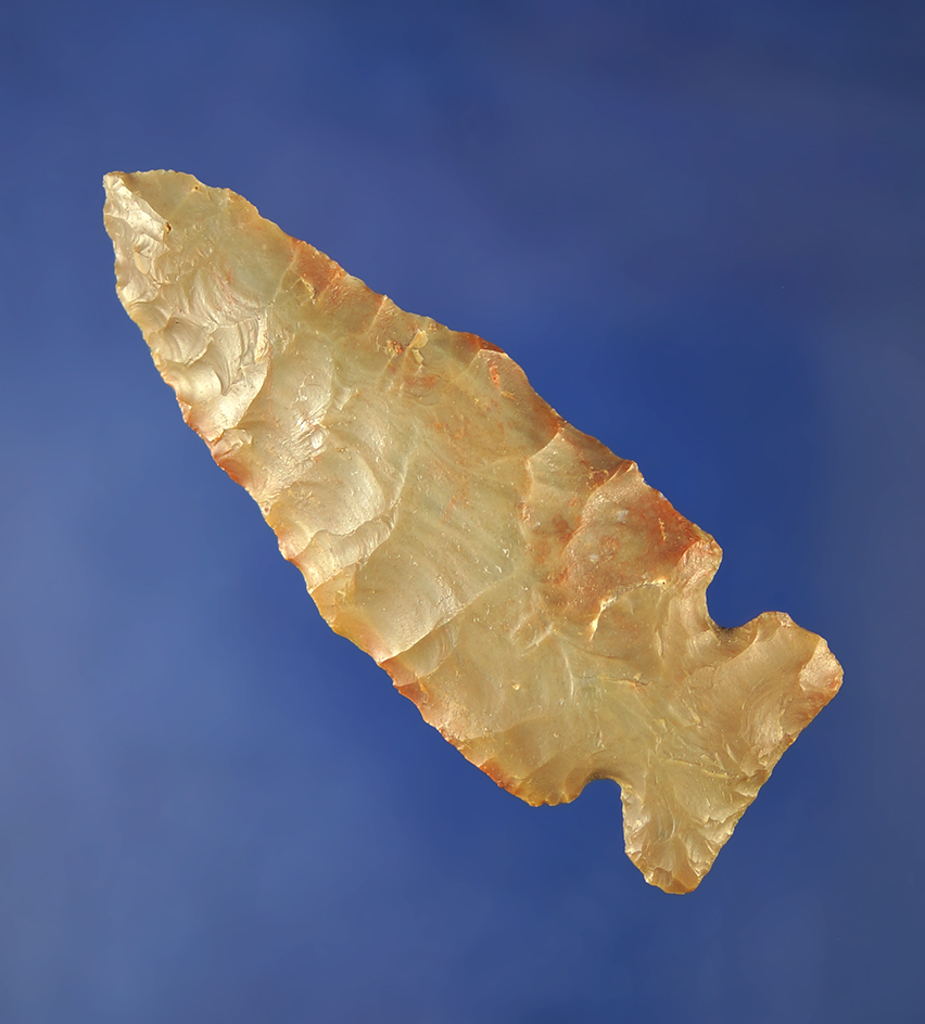 2 7/8" Archaic Sidenotch made from Carter Cave Flint that is nicely colored found in Kentucky.