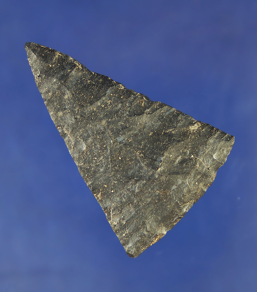 Large and nice four type! 2 1/4" long by 1 1/2" wide Coshocton Flint Triangular Knife  found in Ohio