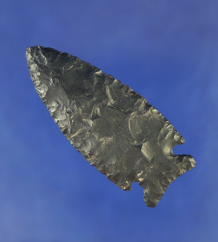 2 1/8" classic style thin and nice Coshocton Flint Intrusive Mound point - Coshocton Co.,  OH.
