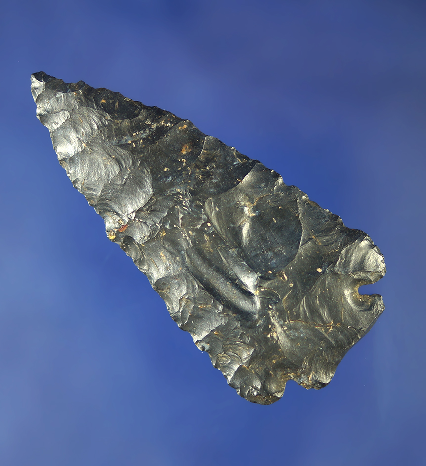 2 3/4" Decatur Fracture Base - Coshocton Flint, found in Ohio.  Jackson and Bennett COA's.
