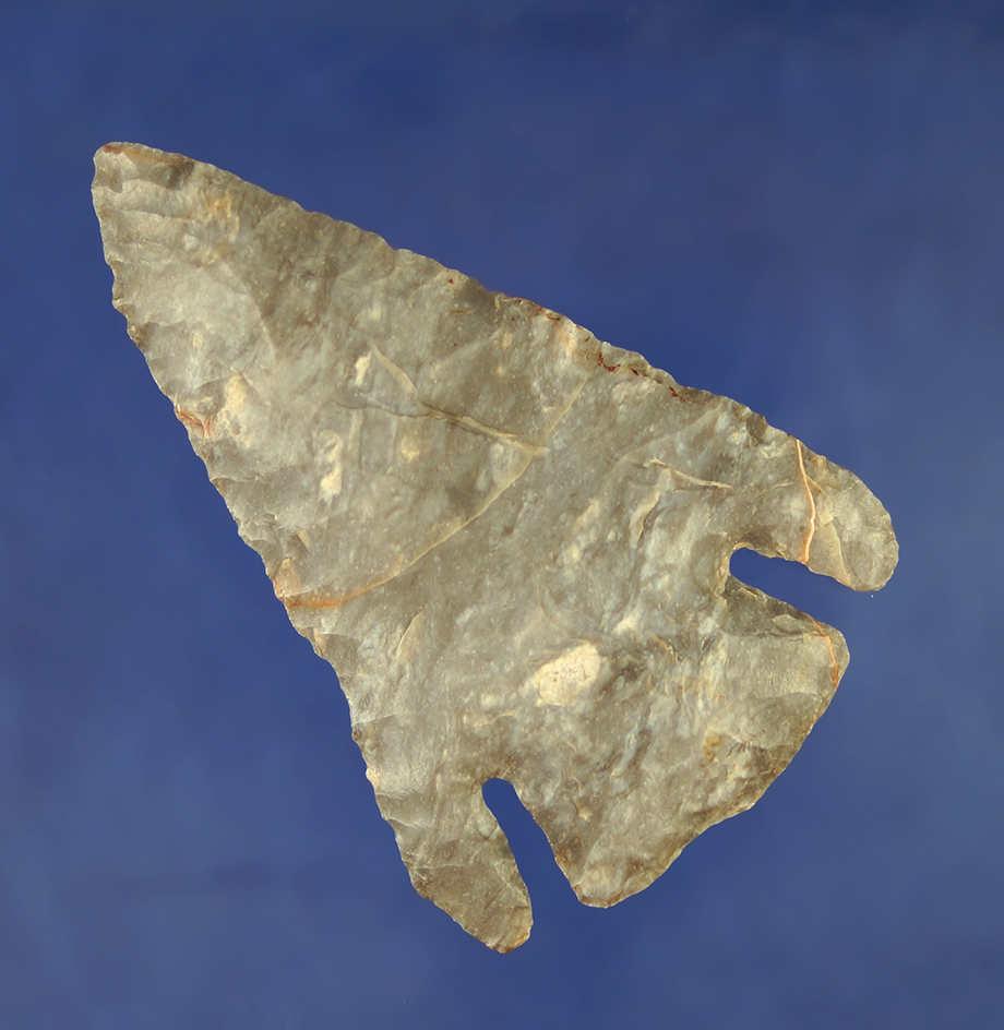 3 3/16" diagonal Cornernotch point found in Huron Co.,  Ohio. Ex. Ron Sauer collection.