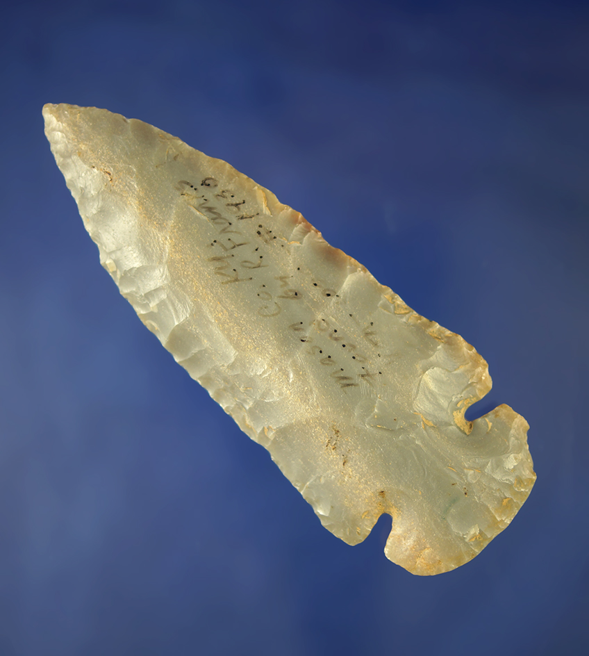 Nice! 3 15/16" Dovetail made from beautifully patinated striped Carter Cave Flint. Mason Co., KY.