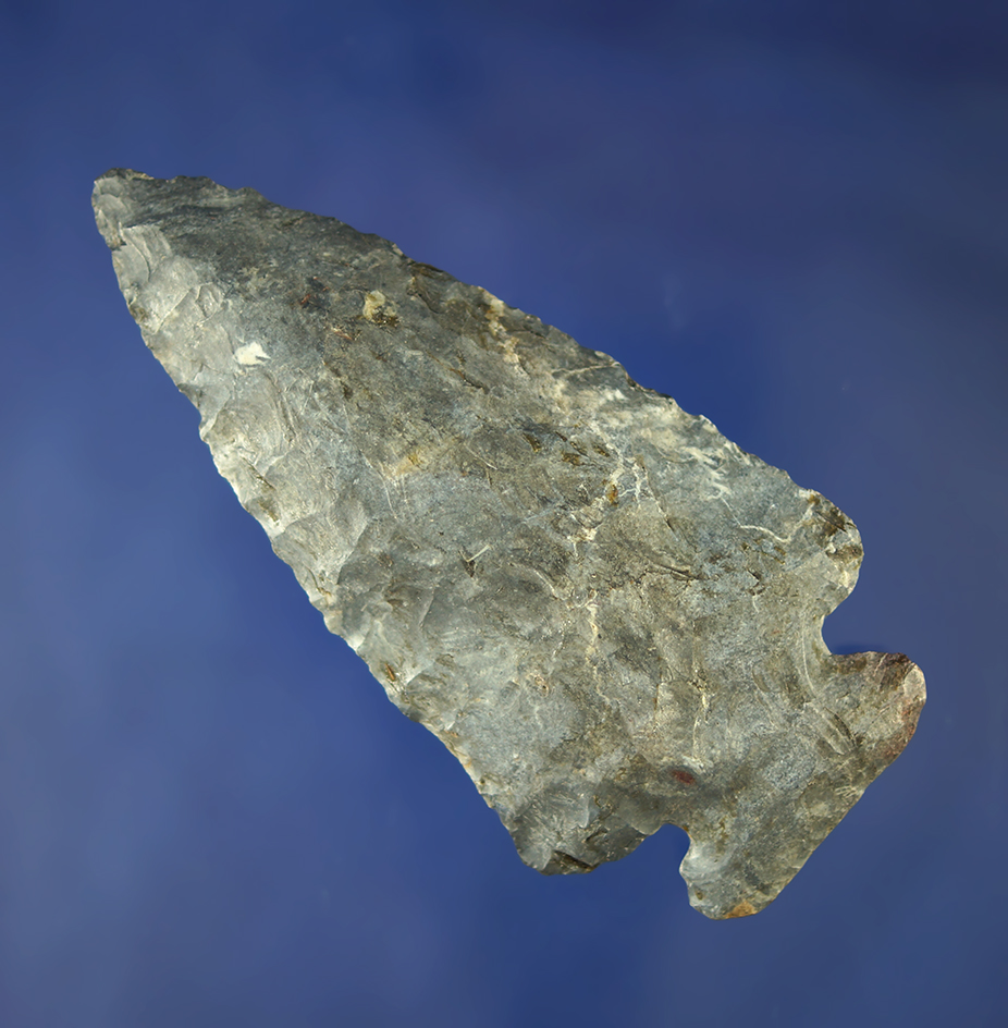 3 1/2" Dovetail made from Coshocton Flint. Found in Ohio. Ex. Von Hilliard Collection. Dickey COA.