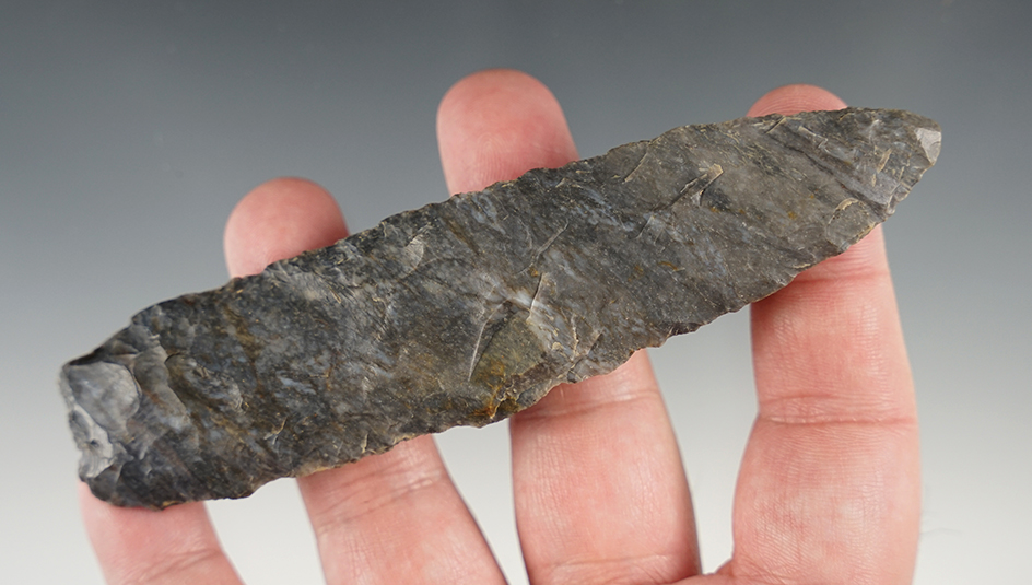 Large 5 1/16" Ohio Paleo Knife made from Coshocton flint.