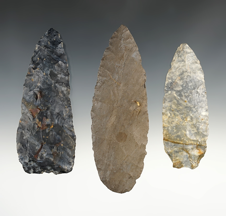 Set of 3 large Knives found in Ohio. The largest is 5 1/8".